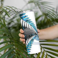 New Zealand Silver Fern Curling Personalised Skinny Tumbler Aotearoa Kiwi Ponga Paua Shell Version LT14 - Polynesian Pride