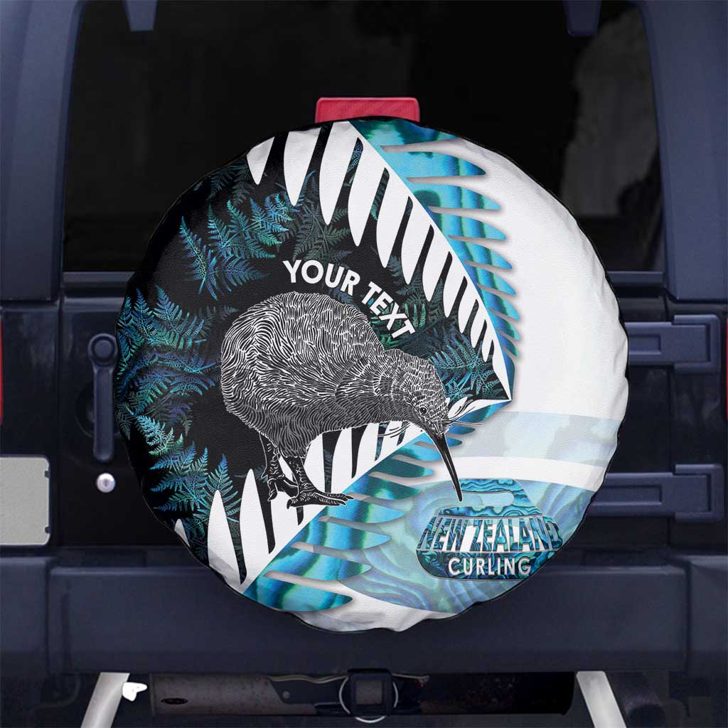 New Zealand Silver Fern Curling Personalised Spare Tire Cover Aotearoa Kiwi Ponga Paua Shell Version - Polynesian Pride