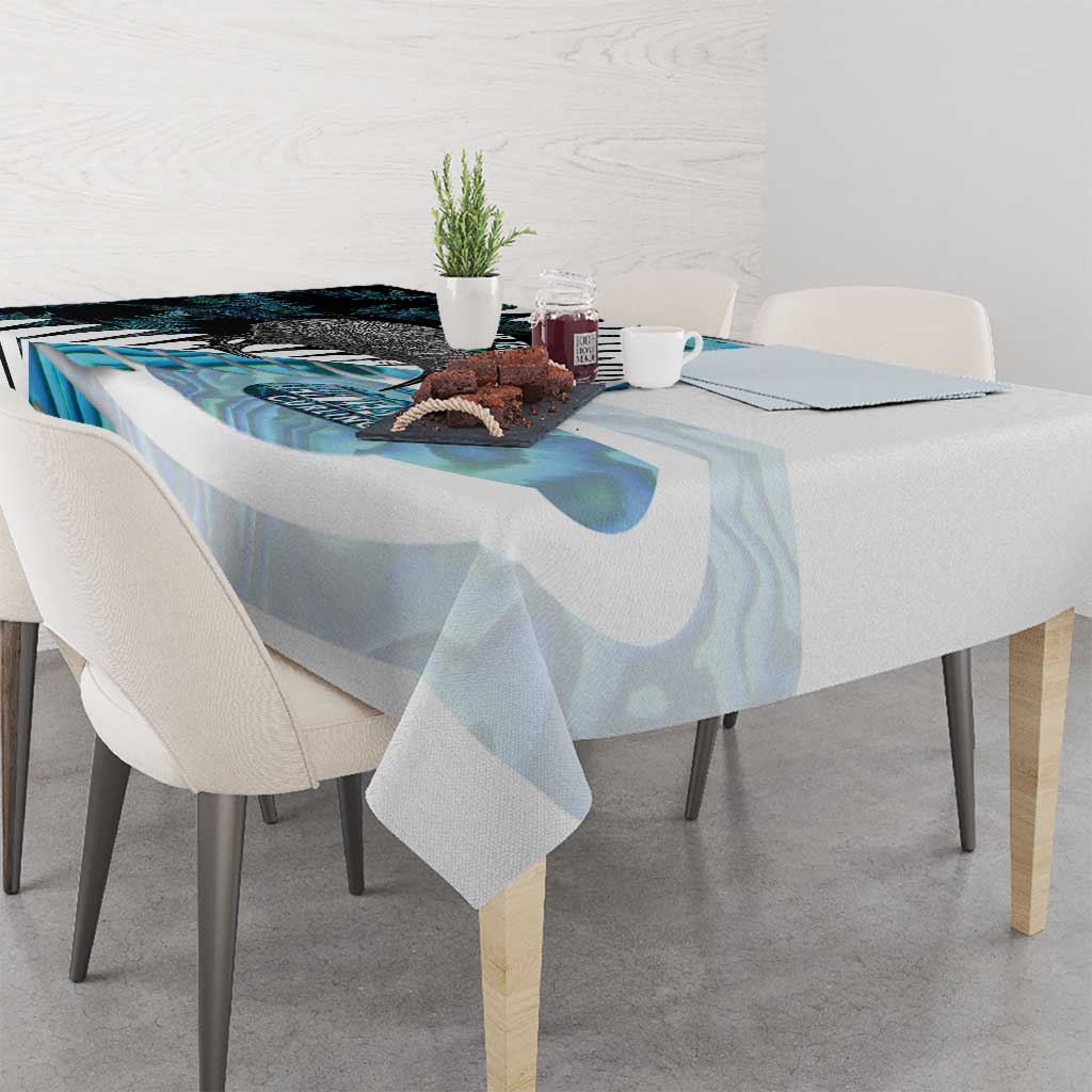 New Zealand Silver Fern Curling Personalised Tablecloth Aotearoa Kiwi Ponga Paua Shell Version - Polynesian Pride