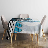 New Zealand Silver Fern Curling Personalised Tablecloth Aotearoa Kiwi Ponga Paua Shell Version - Polynesian Pride