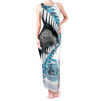 New Zealand Silver Fern Curling Personalised Tank Maxi Dress Aotearoa Kiwi Ponga Paua Shell Version LT14 Women Black - Polynesian Pride