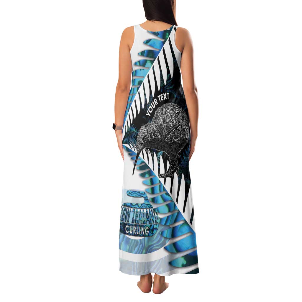 New Zealand Silver Fern Curling Personalised Tank Maxi Dress Aotearoa Kiwi Ponga Paua Shell Version LT14 - Polynesian Pride
