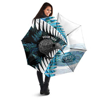 New Zealand Silver Fern Curling Personalised Umbrella Aotearoa Kiwi Ponga Paua Shell Version LT14 - Polynesian Pride