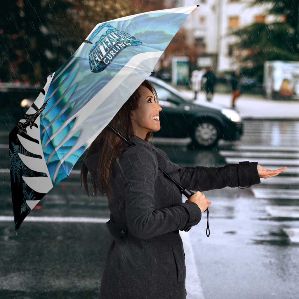 New Zealand Silver Fern Curling Personalised Umbrella Aotearoa Kiwi Ponga Paua Shell Version LT14 - Polynesian Pride