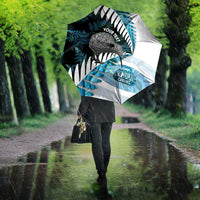New Zealand Silver Fern Curling Personalised Umbrella Aotearoa Kiwi Ponga Paua Shell Version LT14 - Polynesian Pride