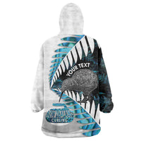 New Zealand Silver Fern Curling Personalised Wearable Blanket Hoodie Aotearoa Kiwi Ponga Paua Shell Version LT14 - Polynesian Pride
