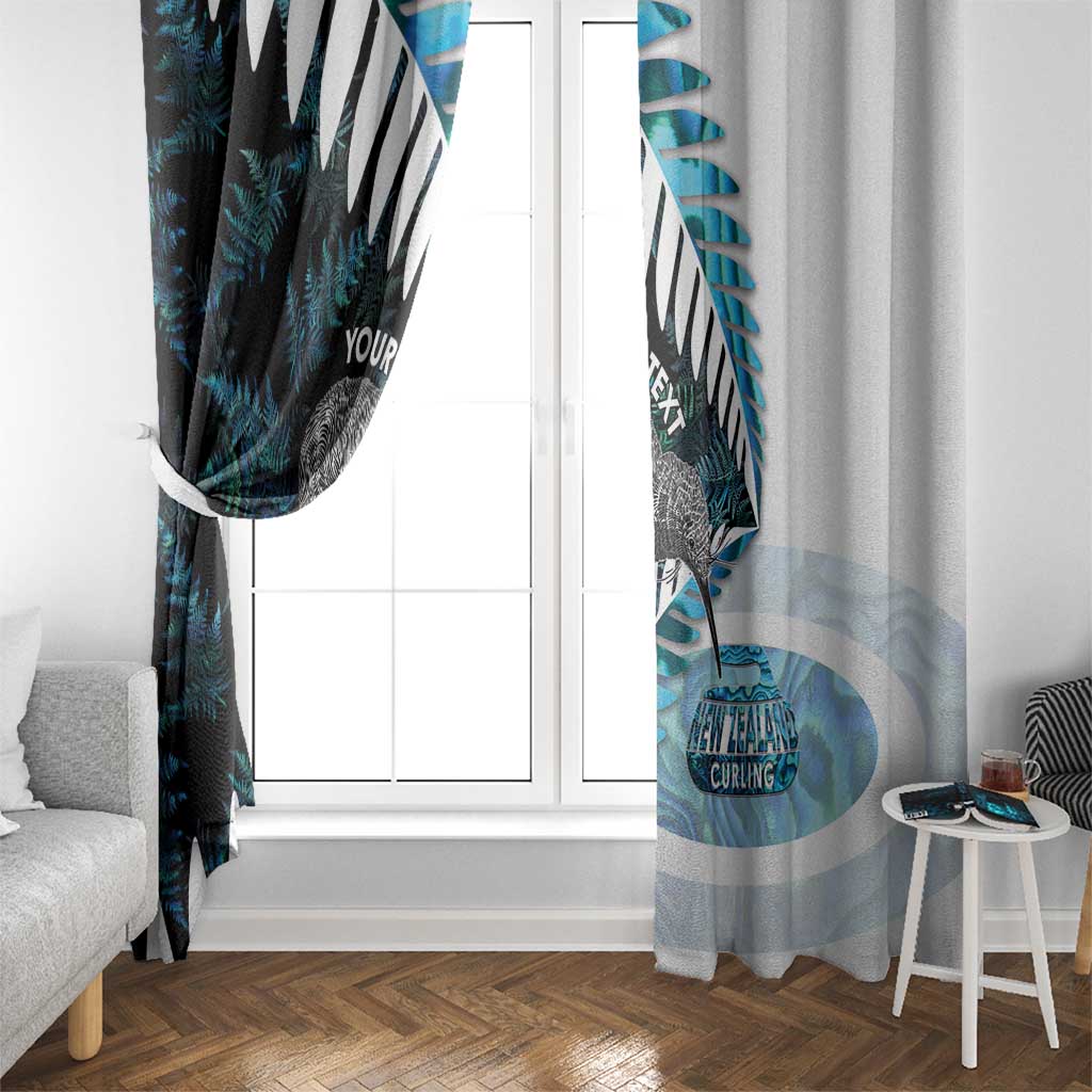 New Zealand Silver Fern Curling Personalised Window Curtain Aotearoa Kiwi Ponga Paua Shell Version - Polynesian Pride