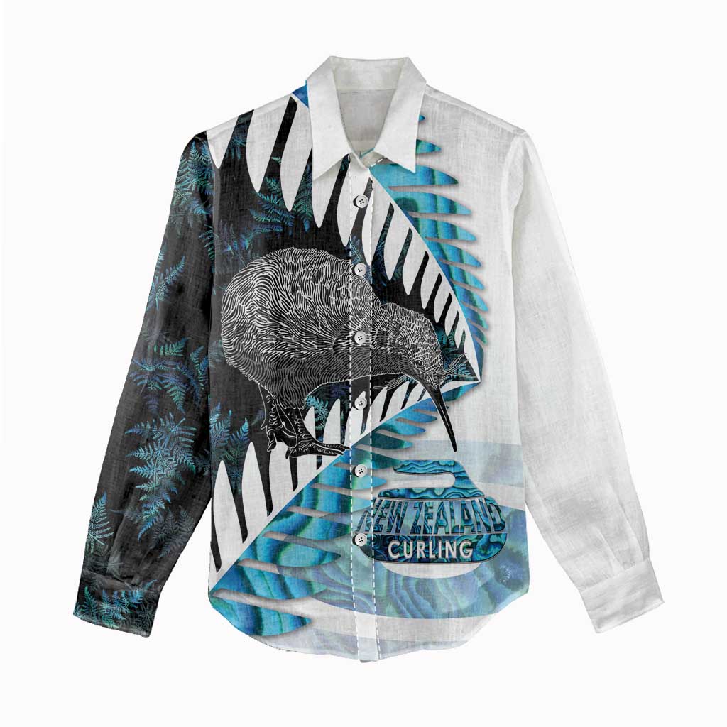 New Zealand Silver Fern Curling Personalised Women Casual Shirt Aotearoa Kiwi Ponga Paua Shell Version LT14 - Polynesian Pride