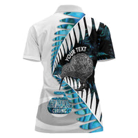 New Zealand Silver Fern Curling Personalised Women Polo Shirt Aotearoa Kiwi Ponga Paua Shell Version LT14 - Polynesian Pride