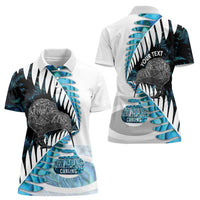 New Zealand Silver Fern Curling Personalised Women Polo Shirt Aotearoa Kiwi Ponga Paua Shell Version LT14 - Polynesian Pride