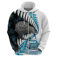 New Zealand Silver Fern Curling Personalised Zip Hoodie Aotearoa Kiwi Ponga Paua Shell Version - Polynesian Pride