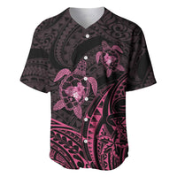 Pink Black Polynesia Floral Sea Turtle Baseball Jersey - Polynesian Pride