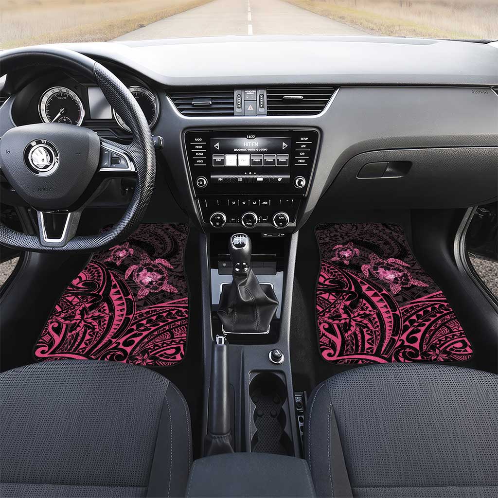 Pink Black Polynesia Floral Sea Turtle Car Mats - Polynesian Pride