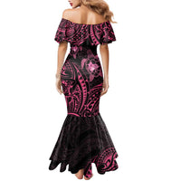 Pink Black Polynesia Floral Sea Turtle Family Matching Mermaid Dress and Hawaiian Shirt LT14 - Polynesian Pride