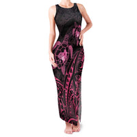 Pink Black Polynesia Floral Sea Turtle Family Matching Tank Maxi Dress and Hawaiian Shirt LT14 Mom's Dress Black - Polynesian Pride