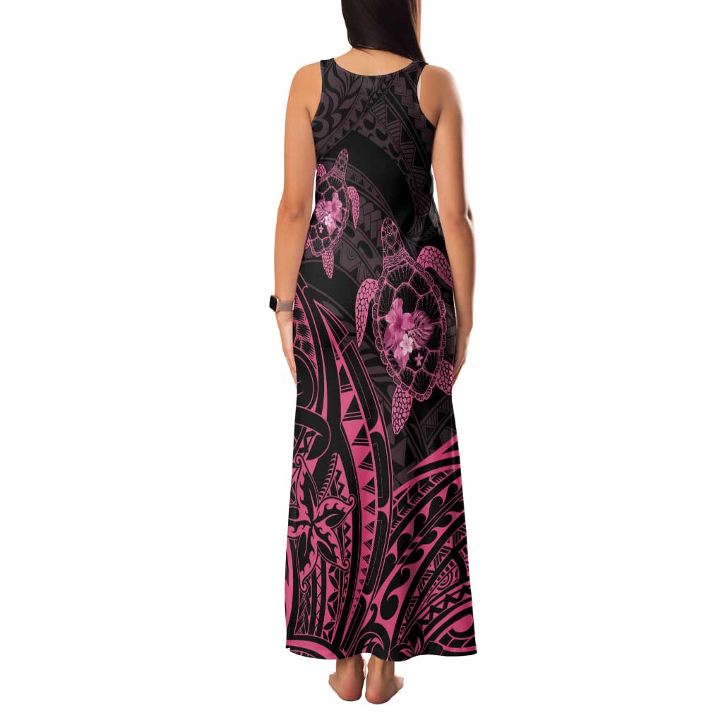 Pink Black Polynesia Floral Sea Turtle Family Matching Tank Maxi Dress and Hawaiian Shirt LT14 - Polynesian Pride