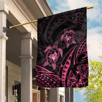 Pink Black Polynesia Floral Sea Turtle Garden Flag - Polynesian Pride