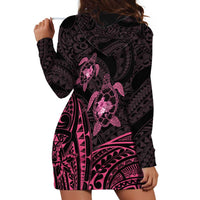 Pink Black Polynesia Floral Sea Turtle Hoodie Dress LT14 - Polynesian Pride