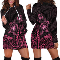 Pink Black Polynesia Floral Sea Turtle Hoodie Dress LT14 - Polynesian Pride