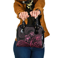 Pink Black Polynesia Floral Sea Turtle Shoulder Handbag - Polynesian Pride