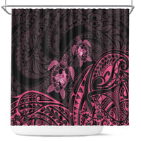 Pink Black Polynesia Floral Sea Turtle Shower Curtain - Polynesian Pride