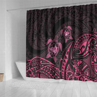 Pink Black Polynesia Floral Sea Turtle Shower Curtain - Polynesian Pride