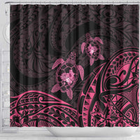 Pink Black Polynesia Floral Sea Turtle Shower Curtain - Polynesian Pride