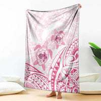 Pink White Polynesia Floral Sea Turtle Blanket - Polynesian Pride