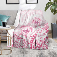 Pink White Polynesia Floral Sea Turtle Blanket - Polynesian Pride