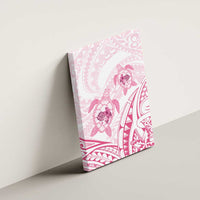 Pink White Polynesia Floral Sea Turtle Canvas Wall Art - Polynesian Pride
