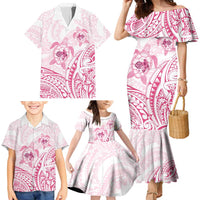 Pink White Polynesia Floral Sea Turtle Family Matching Mermaid Dress and Hawaiian Shirt LT14 - Polynesian Pride