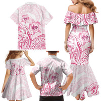 Pink White Polynesia Floral Sea Turtle Family Matching Mermaid Dress and Hawaiian Shirt LT14 - Polynesian Pride