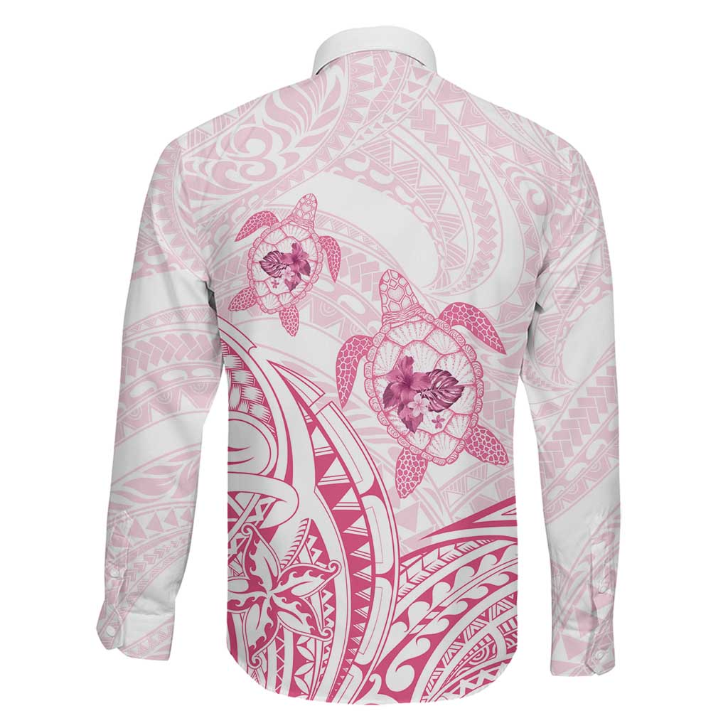 Pink White Polynesia Floral Sea Turtle Family Matching Summer Maxi Dress and Hawaiian Shirt LT14 - Polynesian Pride