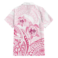 Pink White Polynesia Floral Sea Turtle Family Matching Tank Maxi Dress and Hawaiian Shirt LT14 - Polynesian Pride