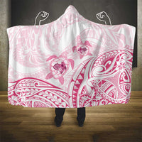 Pink White Polynesia Floral Sea Turtle Hooded Blanket - Polynesian Pride