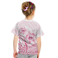 Pink White Polynesia Floral Sea Turtle Kid T Shirt - Polynesian Pride