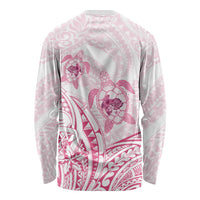 Pink White Polynesia Floral Sea Turtle Long Sleeve Shirt - Polynesian Pride