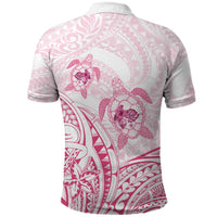 Pink White Polynesia Floral Sea Turtle Polo Shirt - Polynesian Pride