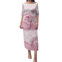 Pink White Polynesia Floral Sea Turtle Puletasi - Polynesian Pride