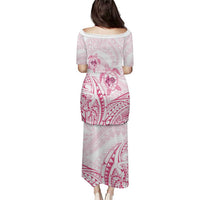 Pink White Polynesia Floral Sea Turtle Puletasi - Polynesian Pride