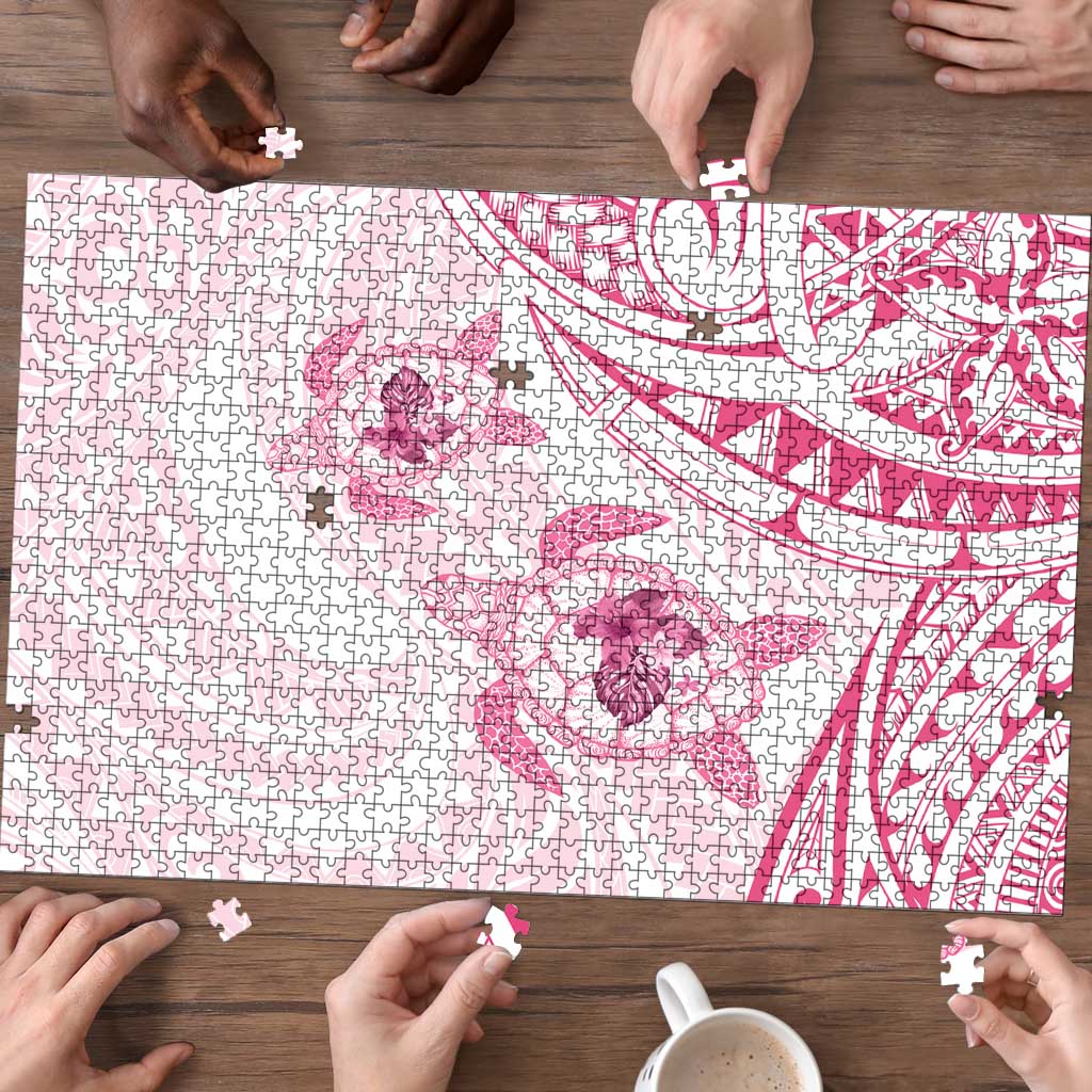 Pink White Polynesia Floral Sea Turtle Puzzle - Polynesian Pride