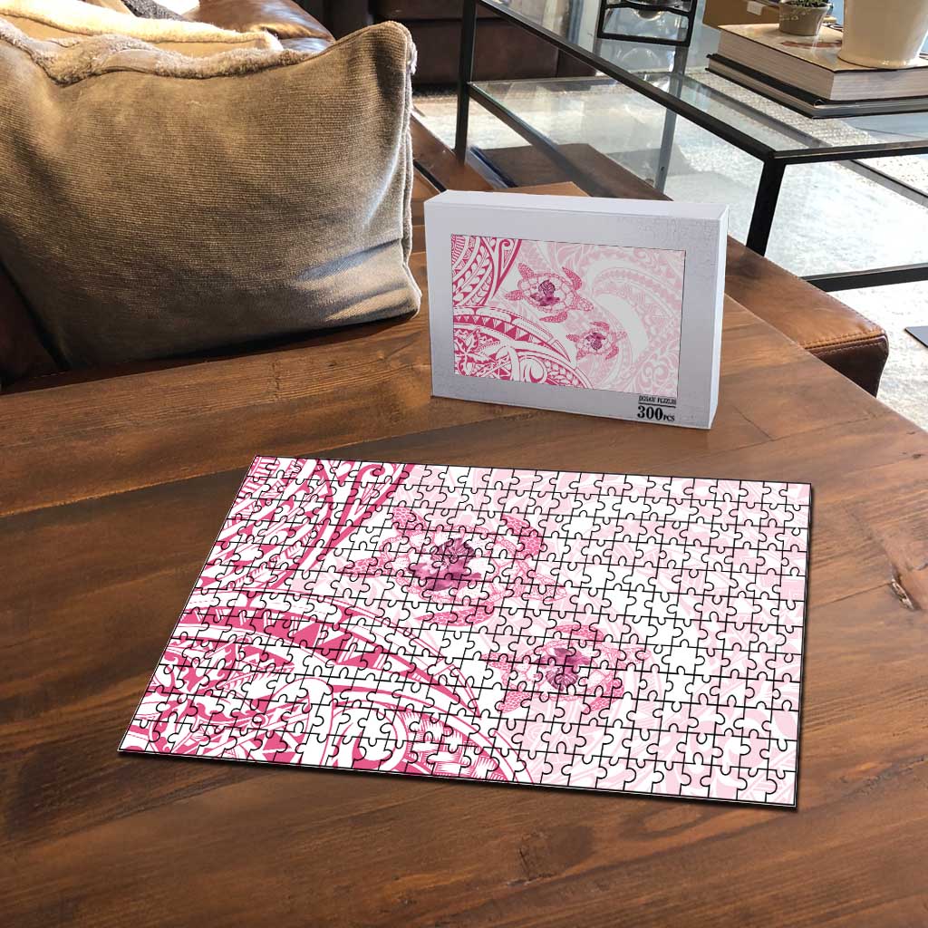 Pink White Polynesia Floral Sea Turtle Puzzle - Polynesian Pride