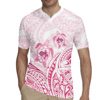 Pink White Polynesia Floral Sea Turtle Rugby Jersey - Polynesian Pride