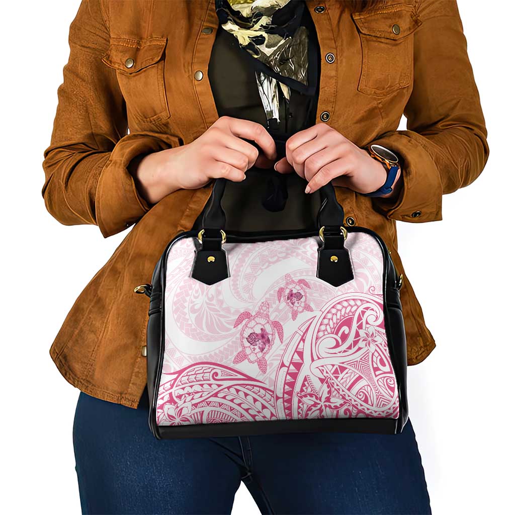 Pink White Polynesia Floral Sea Turtle Shoulder Handbag - Polynesian Pride