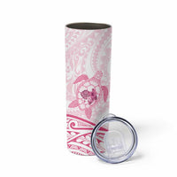Pink White Polynesia Floral Sea Turtle Skinny Tumbler - Polynesian Pride