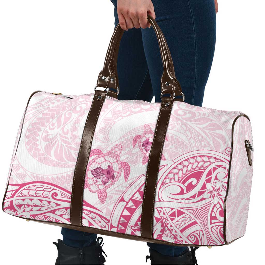 Pink White Polynesia Floral Sea Turtle Travel Bag - Polynesian Pride