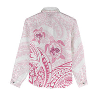 Pink White Polynesia Floral Sea Turtle Women Casual Shirt LT14 - Polynesian Pride