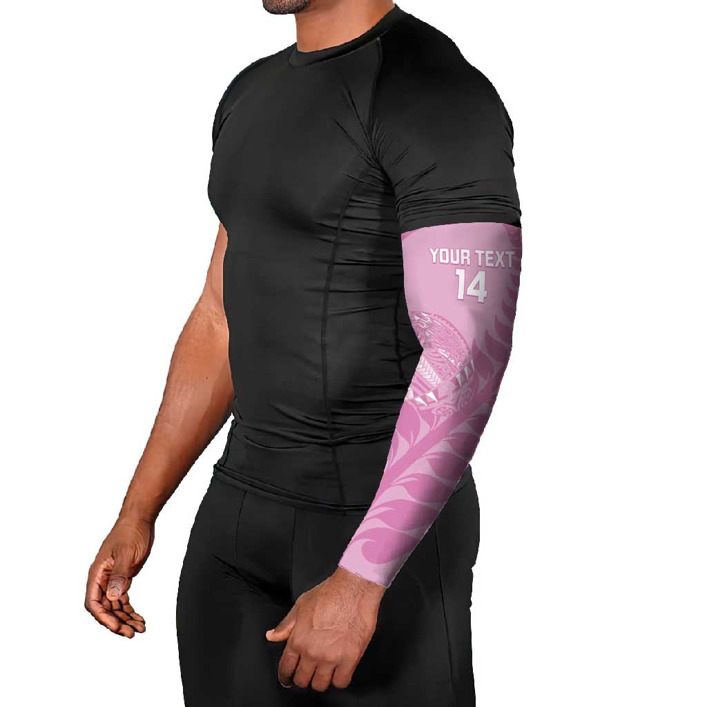 Custom New Zealand Silver Fern Rugby 2025 Arm Sleeves All Black Aotearoa Maori Pink LT14 - Polynesian Pride