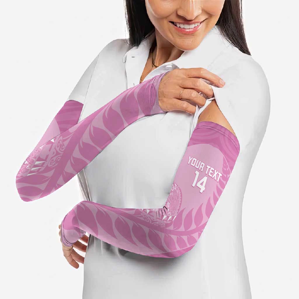 Custom New Zealand Silver Fern Rugby 2025 Arm Sleeves All Black Aotearoa Maori Pink LT14 - Polynesian Pride