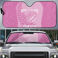 Custom New Zealand Silver Fern Rugby 2025 Auto Sun Shade All Black Aotearoa Maori Pink LT14 Pink - Polynesian Pride